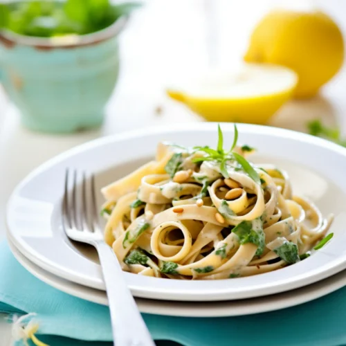 Artichoke and Lemon Pasta with Toasted Pine Nuts and Basil_001