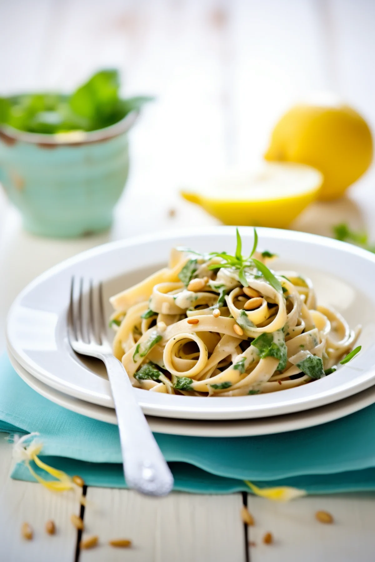 Artichoke and Lemon Pasta with Toasted Pine Nuts and Basil_001