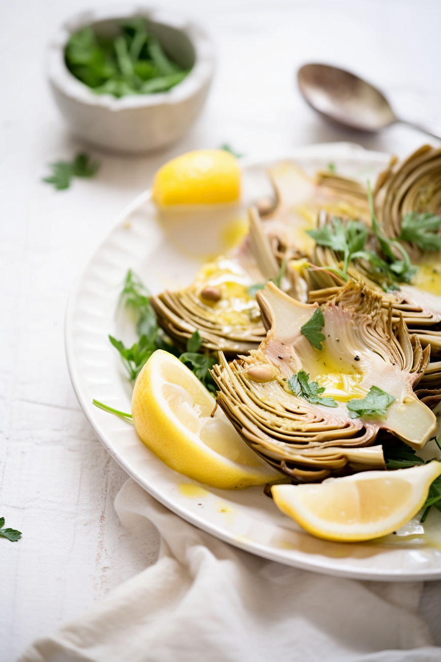 Artichoke Barigoule with Lemon and Garlic Dish