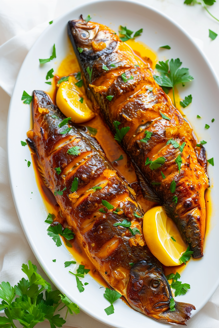 Preparing Baked Mackerel with Harissa and Preserved Lemons