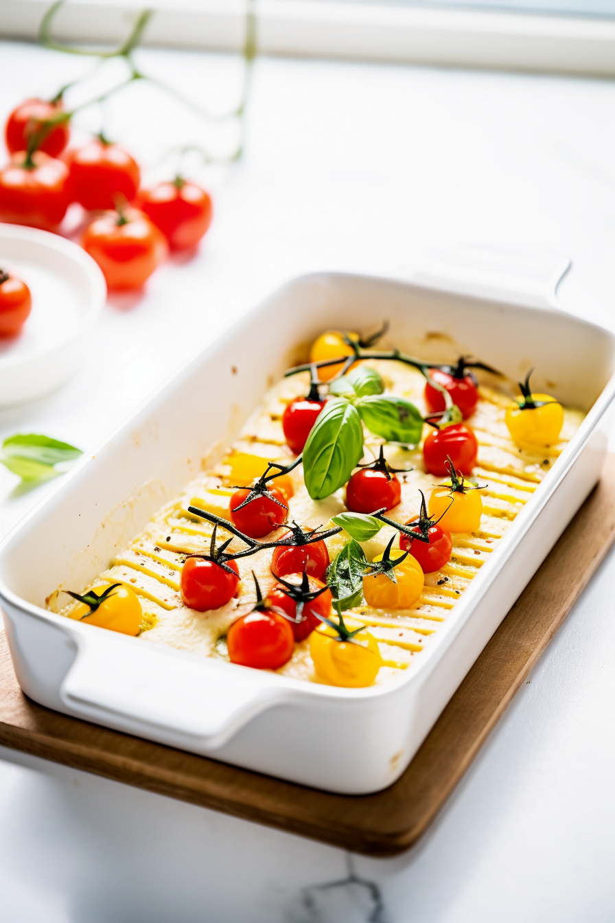 Preparing Baked Polenta with Roasted Tomatoes and Mozzarella