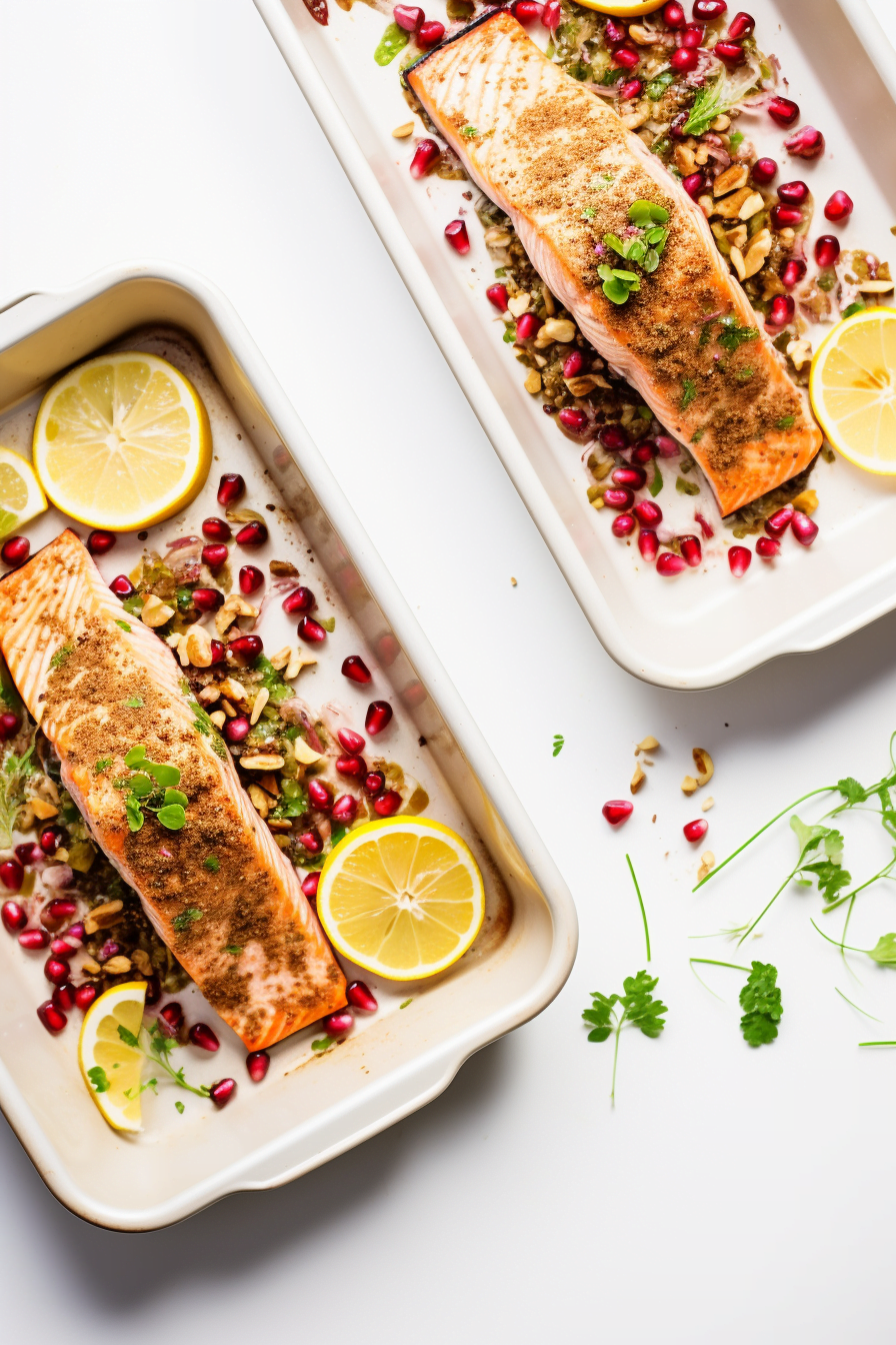 Baked Salmon with Walnut and Pomegranate Crust