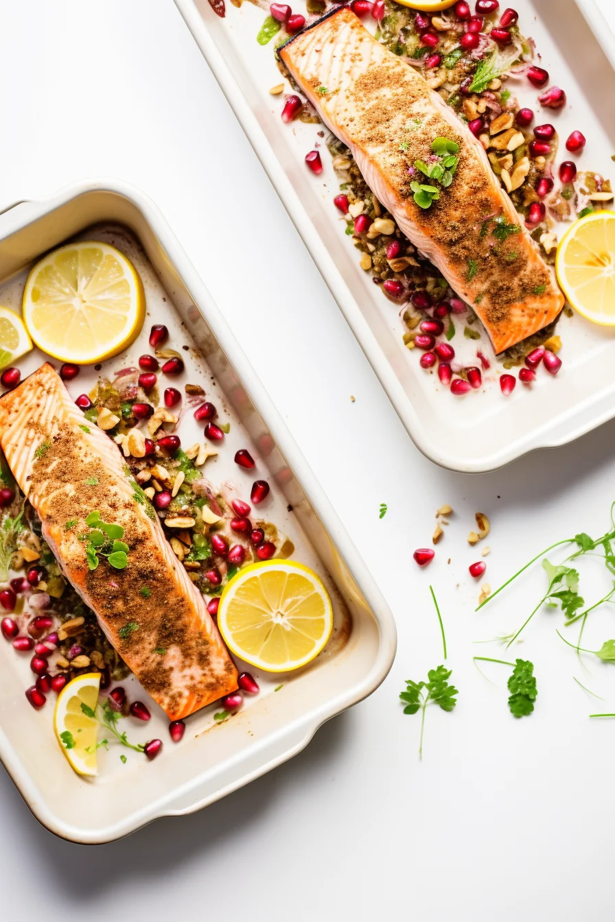 Baked Salmon with Walnut and Pomegranate Crust