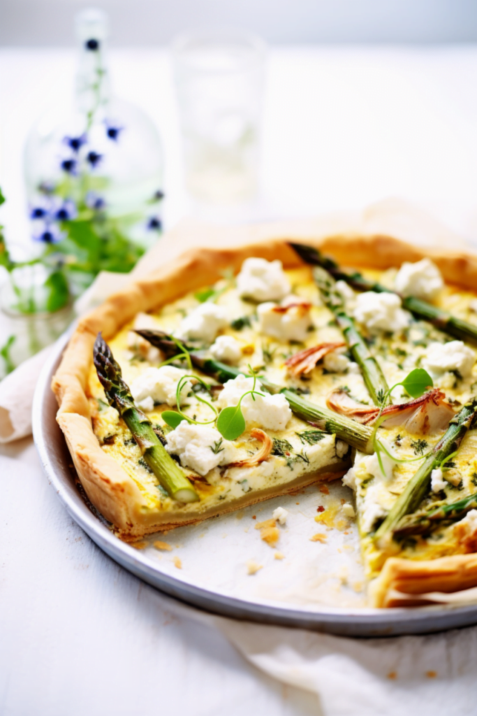 Chicken, Asparagus, and Feta Quiche with a Whole Wheat Crust Cooking