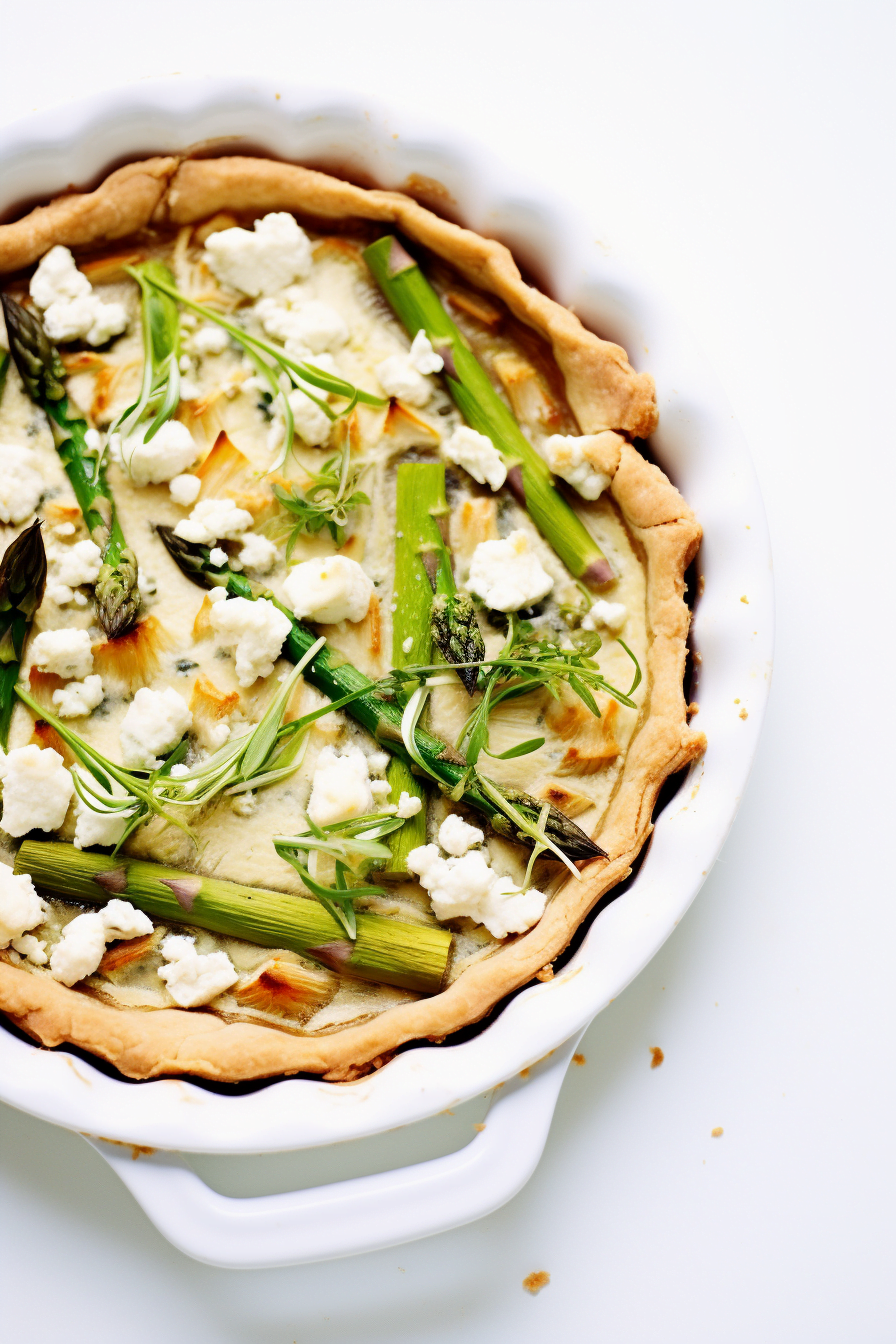 Chicken, Asparagus, and Feta Quiche with a Whole Wheat Crust