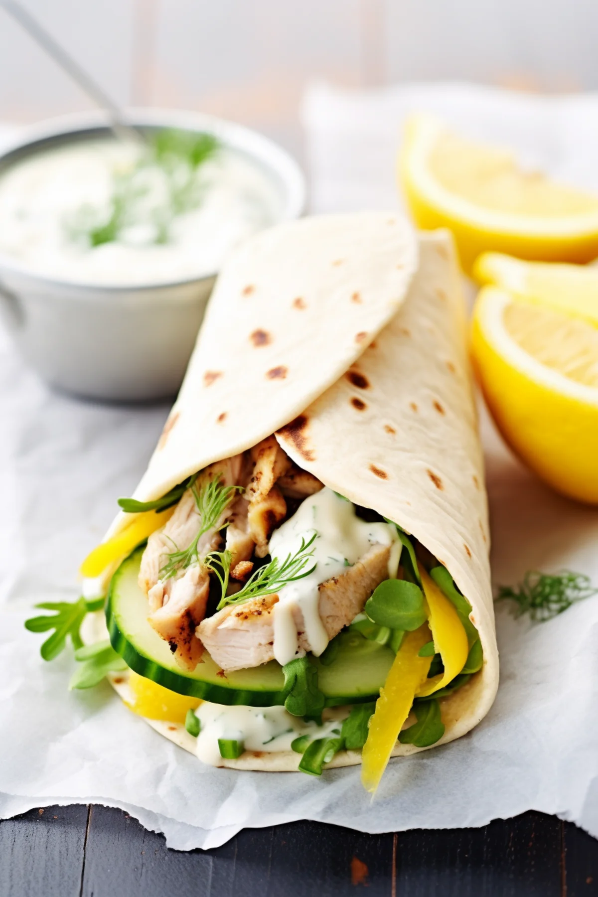 Chicken Shawarma Wraps with Garlic Sauce and Pickles_001