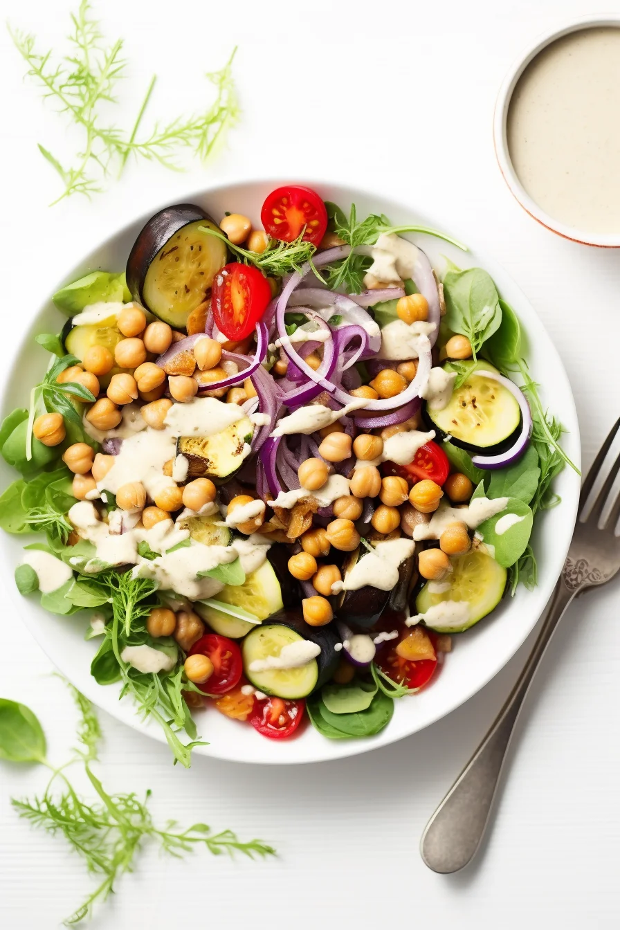 Chickpea and Roasted Vegetable Buddha Bowl with Tahini Dressing
