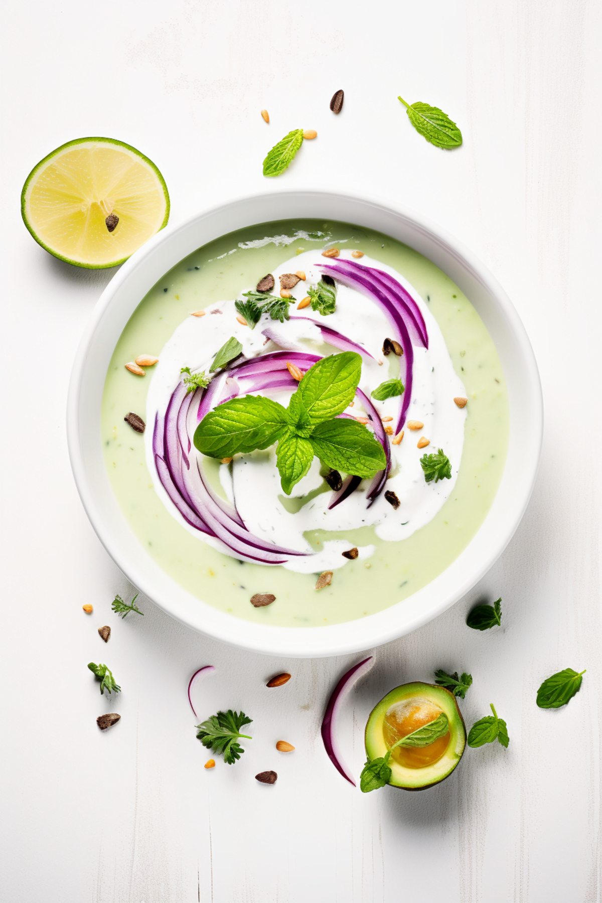Chilled Avocado and Cucumber Soup with Mint and Yogurt_001