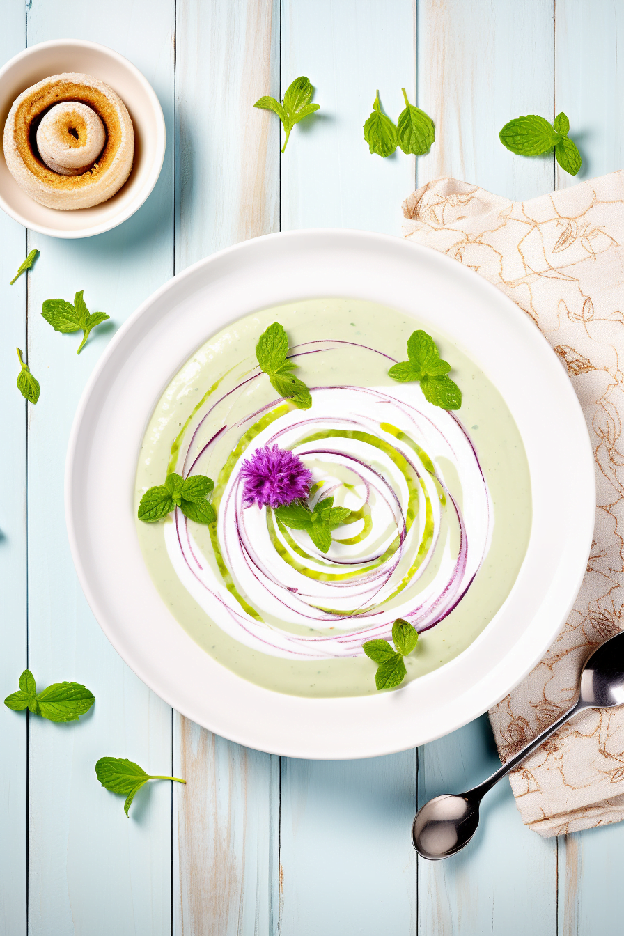Chilled Avocado and Cucumber Soup with Mint and Yogurt