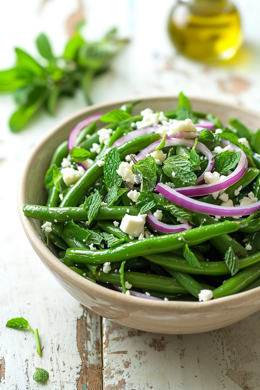Preparing Corsican Green Bean and Mint Salad