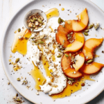 Cottage Cheese with Sliced Peaches and Toasted Almonds_001