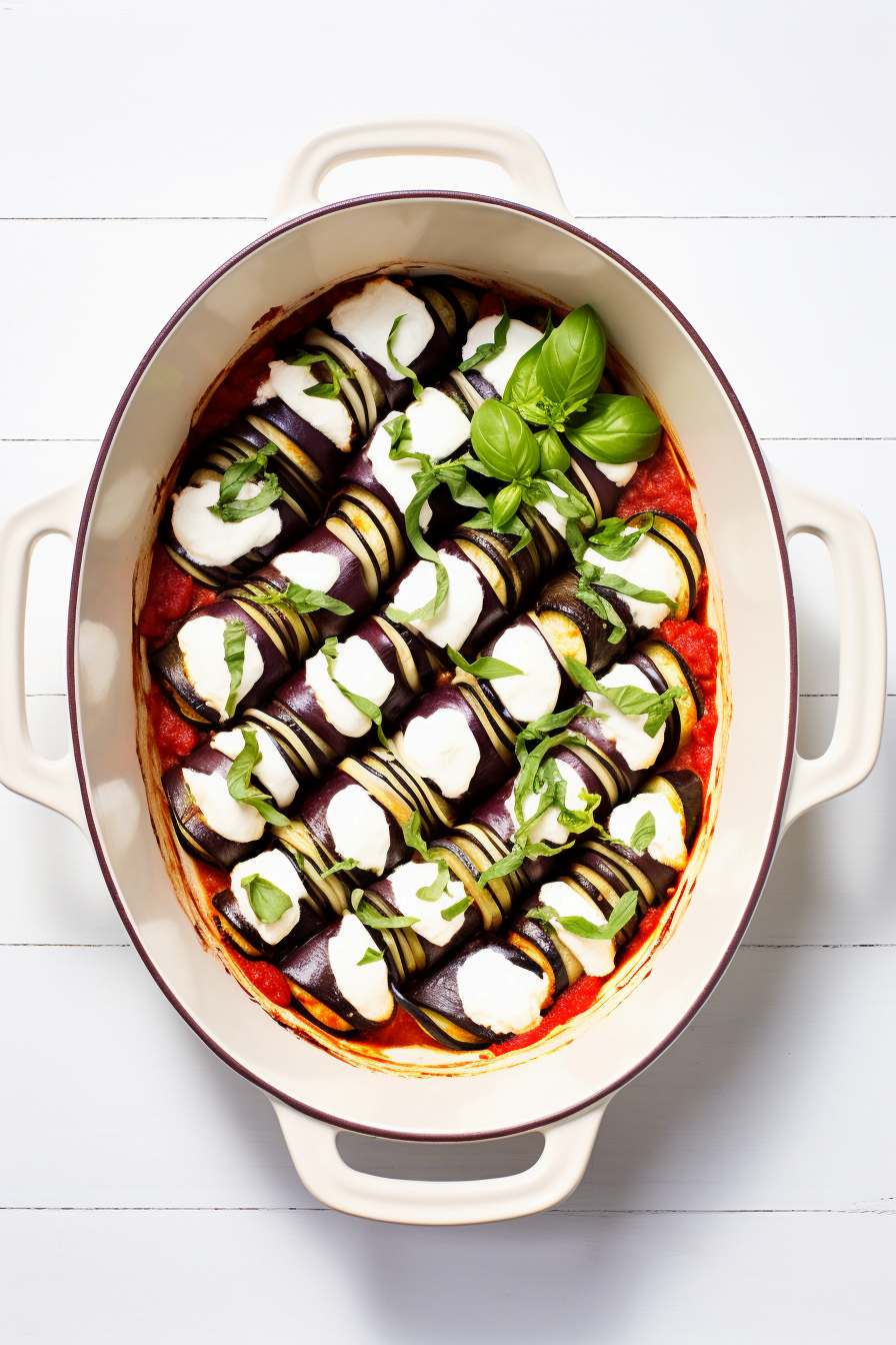Eggplant Rollatini filled with Spinach and Ricotta