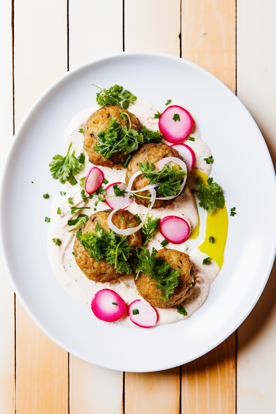 Egyptian Falafel with Tahini Drizzle and Pickled Radish
