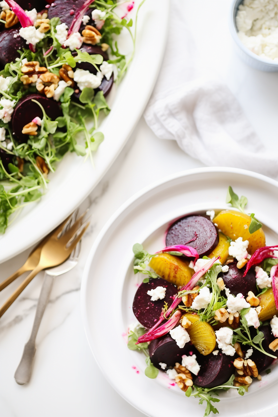 Preparing Farro Salad with Roasted Beets, Arugula, and Goat Cheese