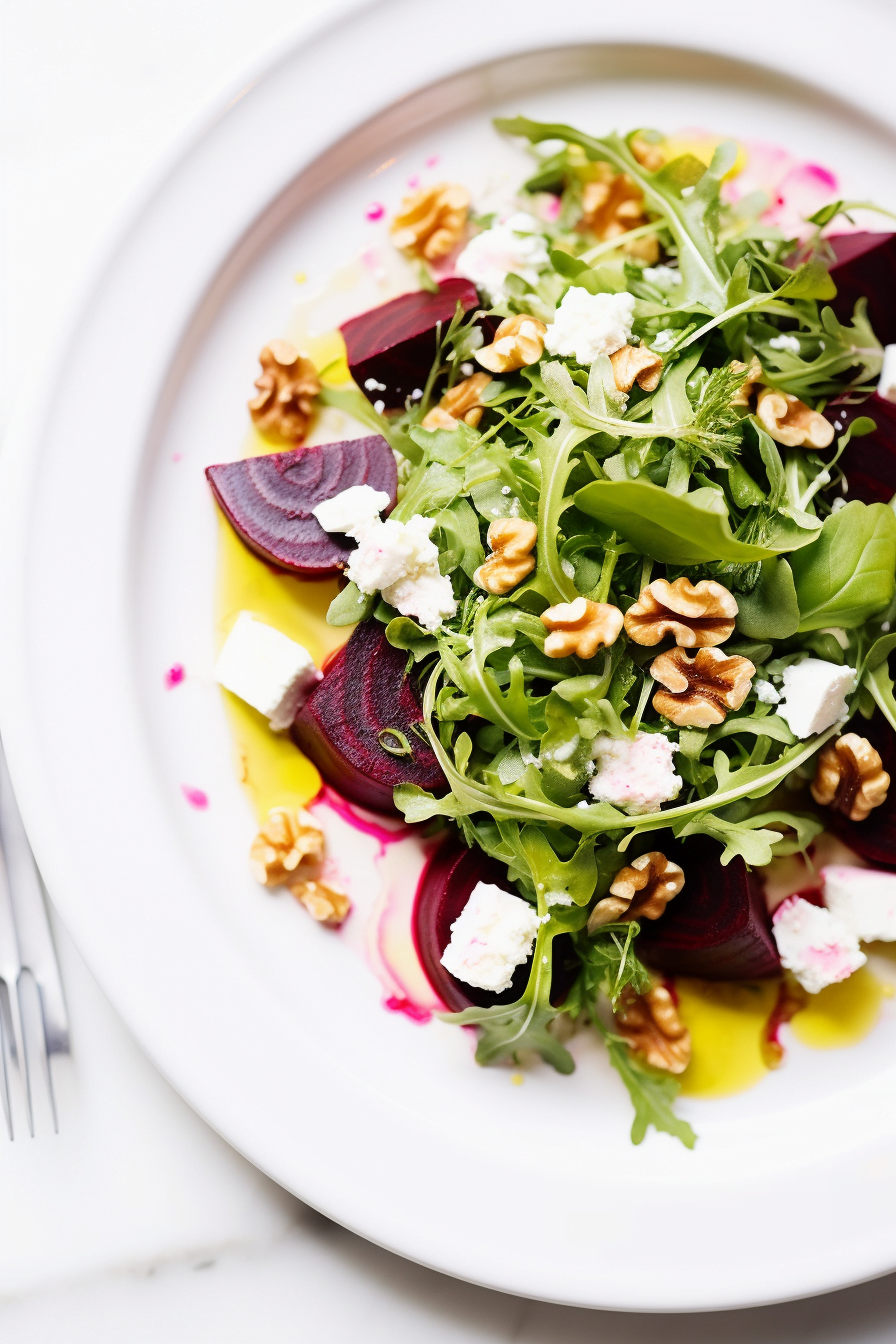 Farro Salad with Roasted Beets, Arugula, and Goat Cheese