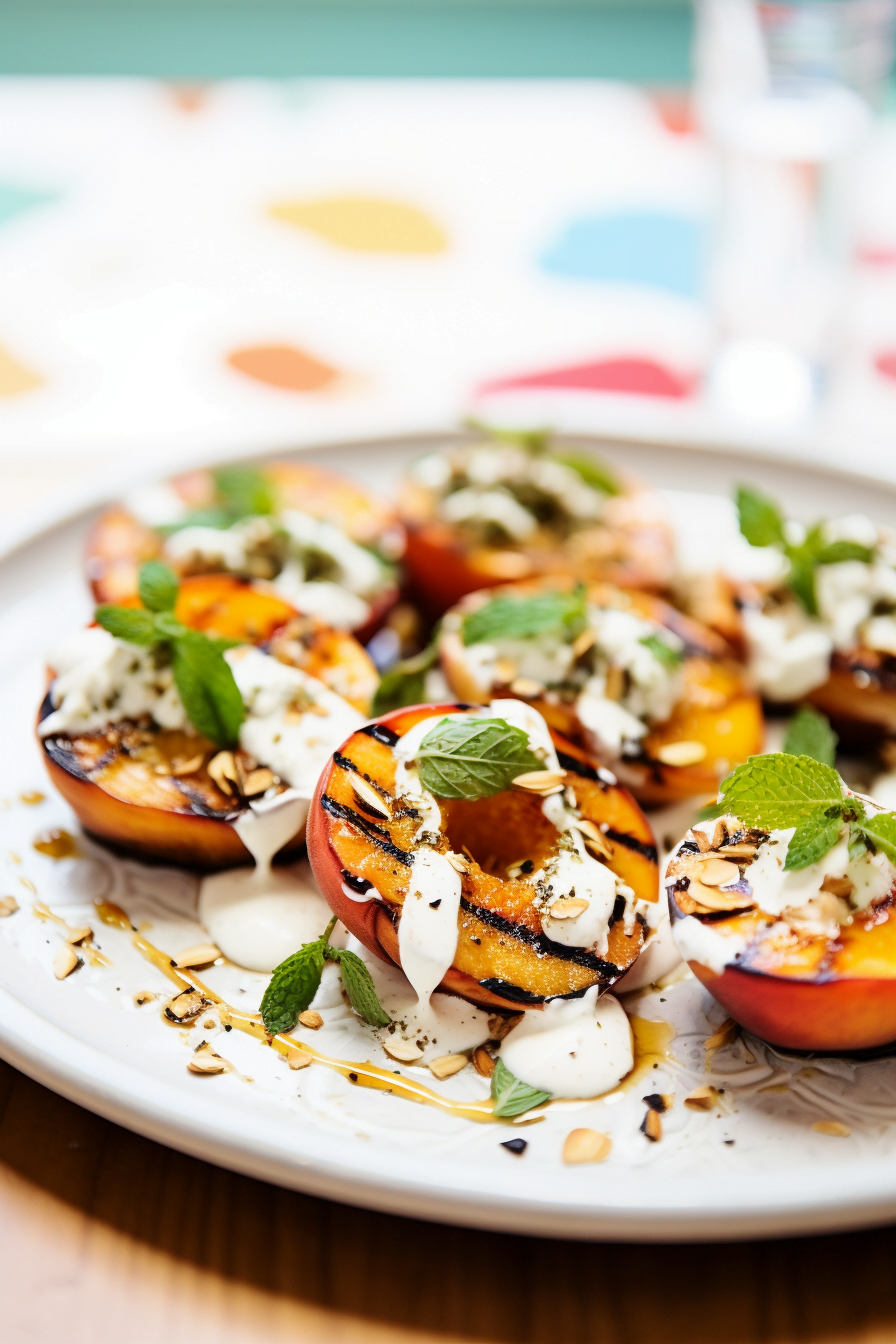 Formentera Grilled Peaches with Mint and Yogurt