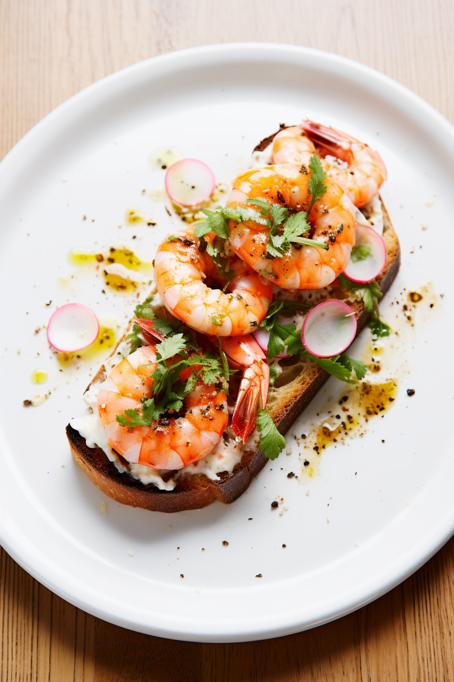 Garlic Shrimp with Chilli and Parsley on Crostini