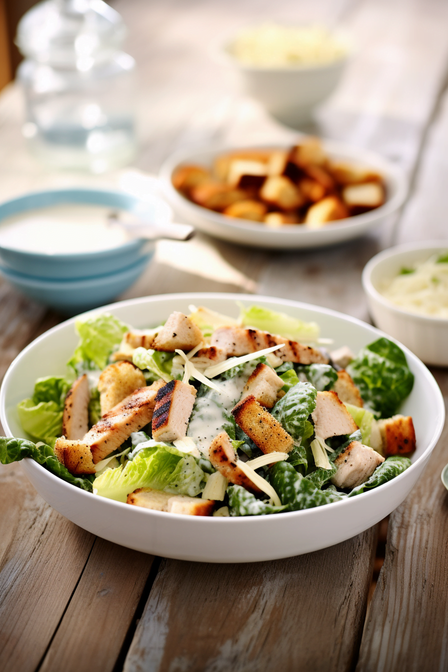 Grilled Chicken Caesar Salad with Homemade Croutons