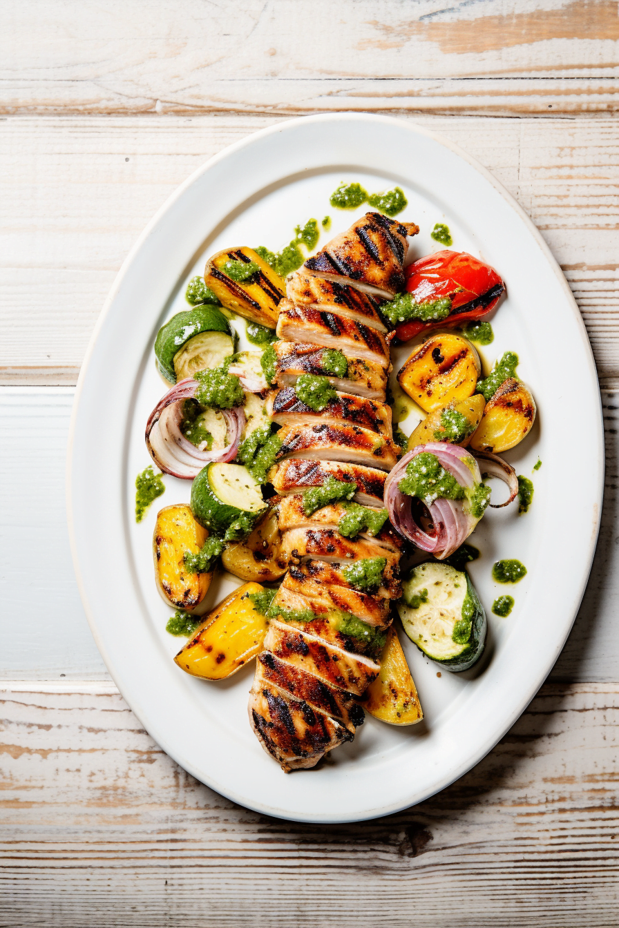 Grilled Chicken with Chimichurri and Roasted Vegetables