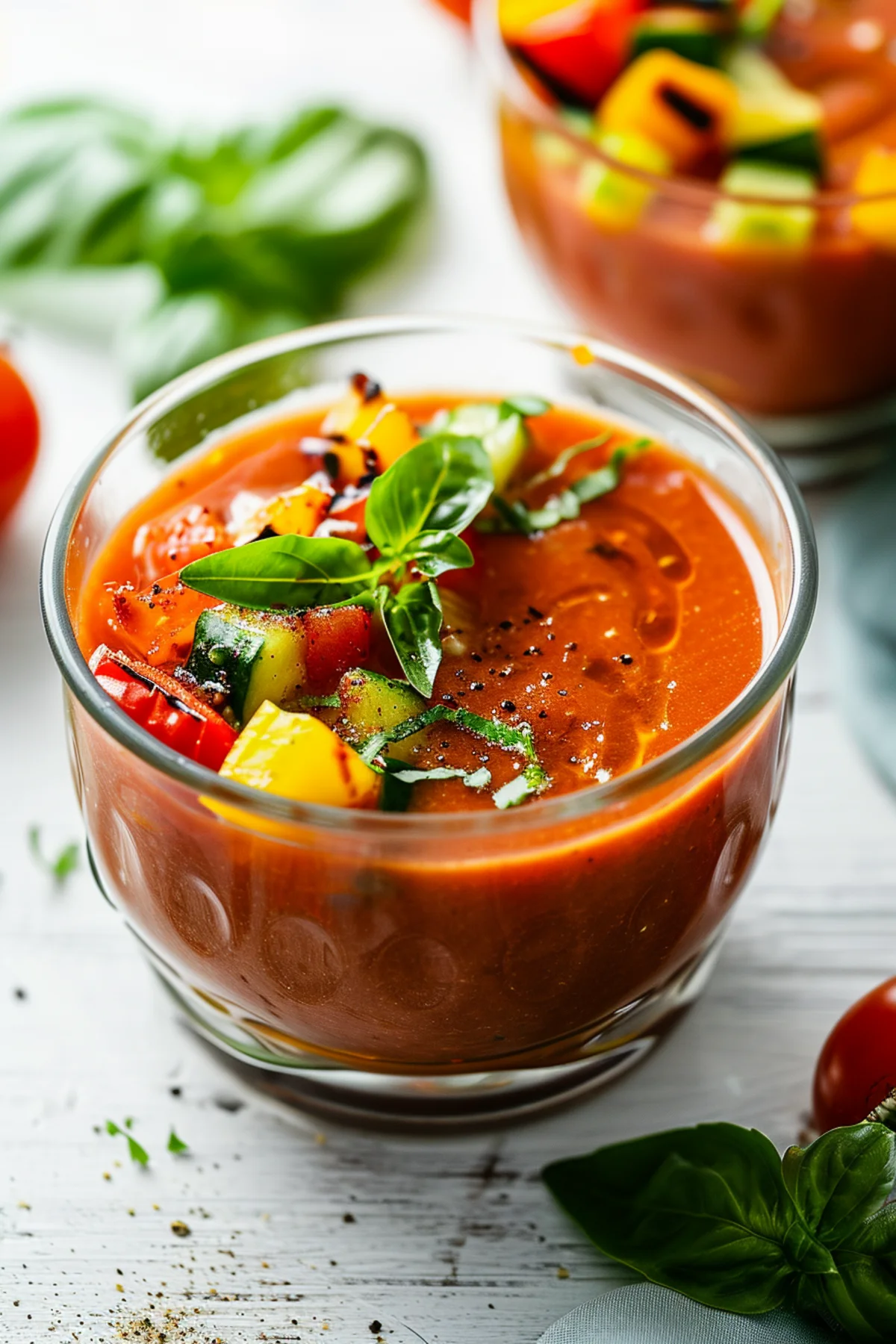 Grilled Vegetable Gazpacho with Fresh Basil_001