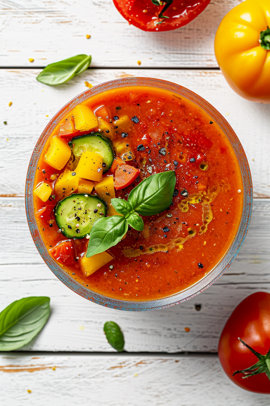 Grilled Vegetable Gazpacho with Fresh Basil