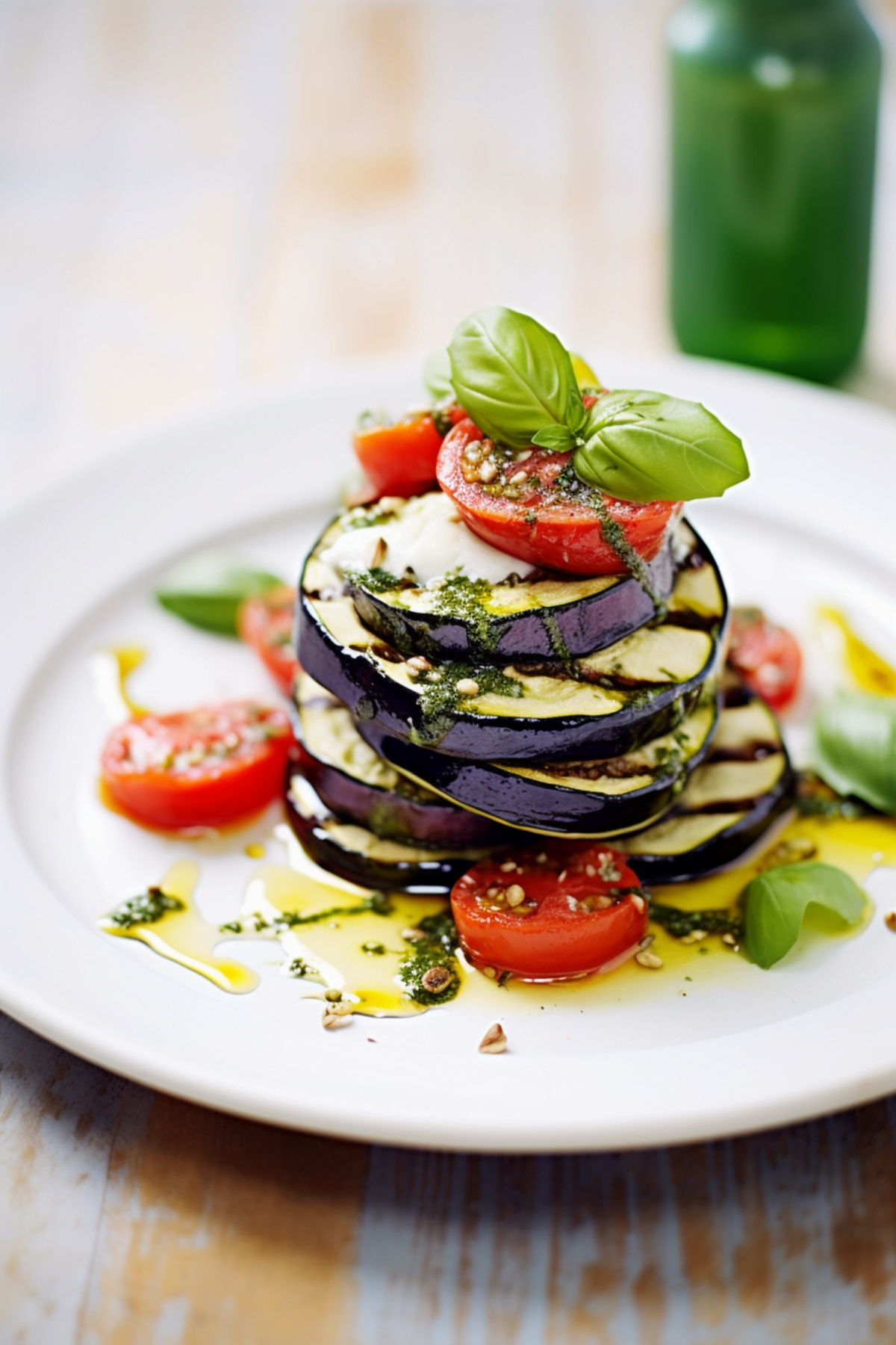 Grilled Zucchini and Eggplant Stack with Basil Pesto_001