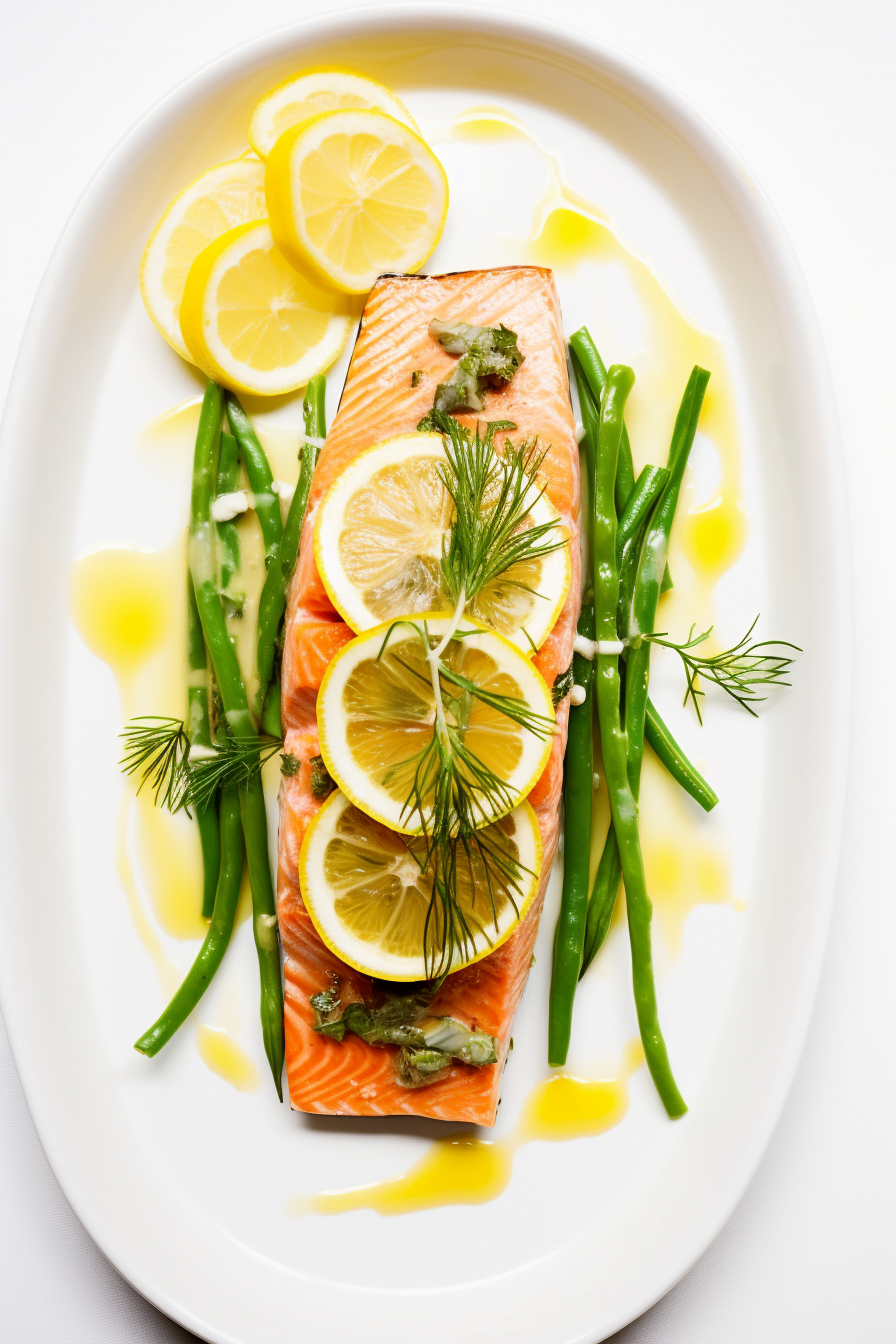 Honey Mustard Baked Salmon with Dill and Green Beans