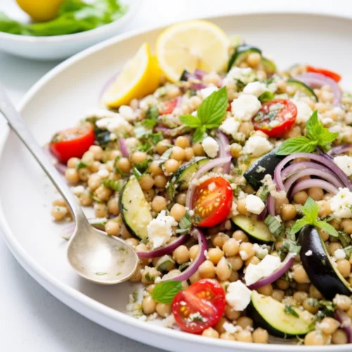 Israeli Couscous Salad with Roasted Eggplant and Mint_001