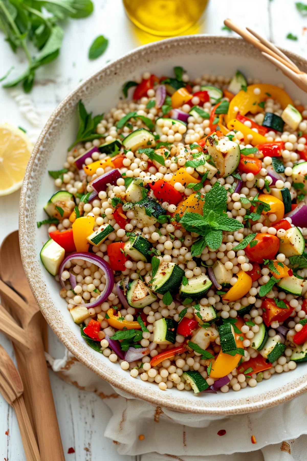 Israeli Couscous Salad with Roasted Vegetables and Lemon Dressing_001