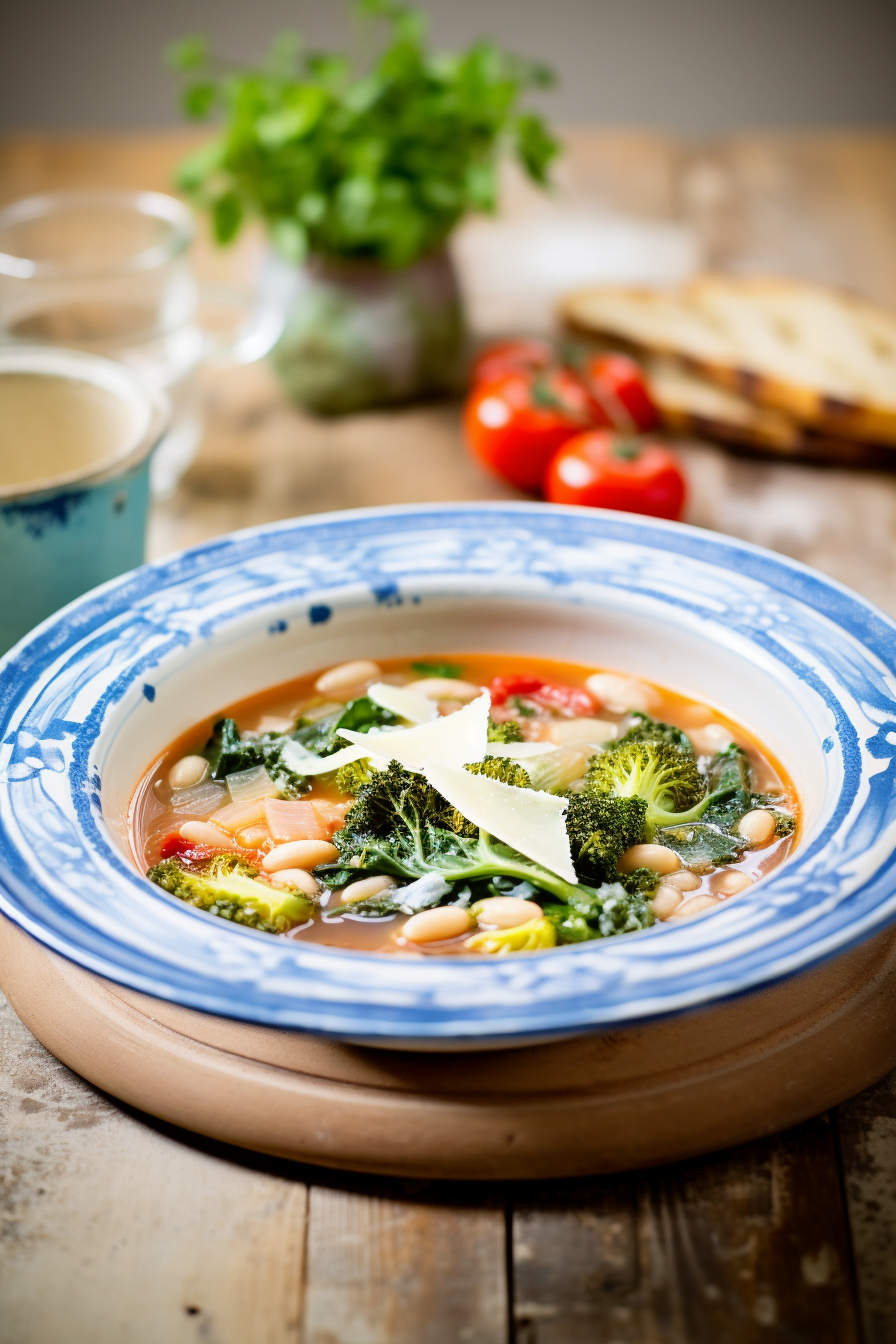 Ingredients for Italian Minestrone Soup with Kale and White Bean Pesto