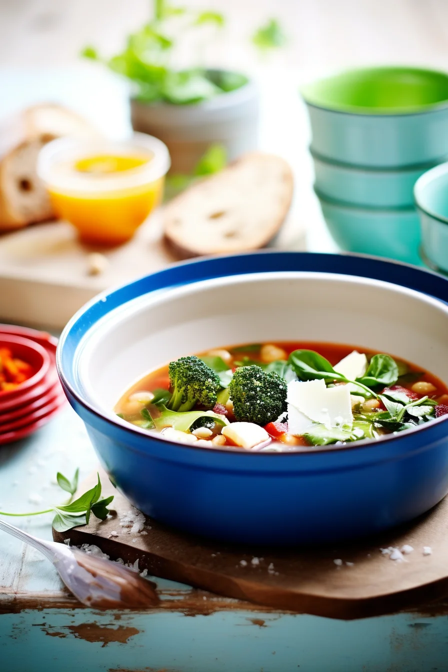 Italian Minestrone Soup with Kale and White Bean Pesto