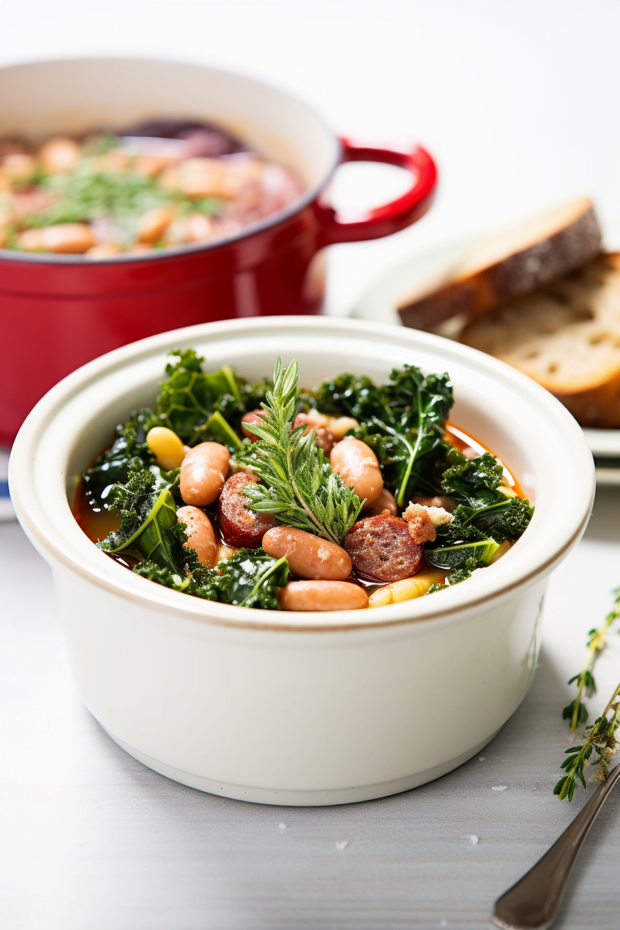 Ingredients for Kale and White Bean Soup with Chorizo Spices