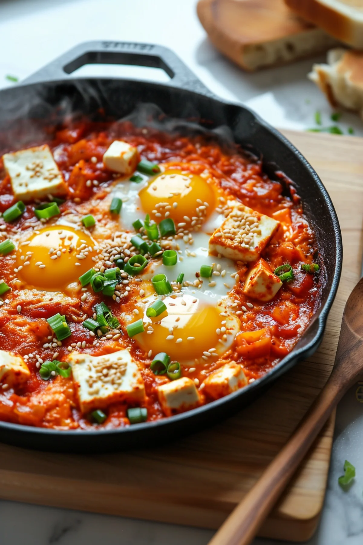 Korean Kimchi Shakshuka with Gochujang and Tofu_001