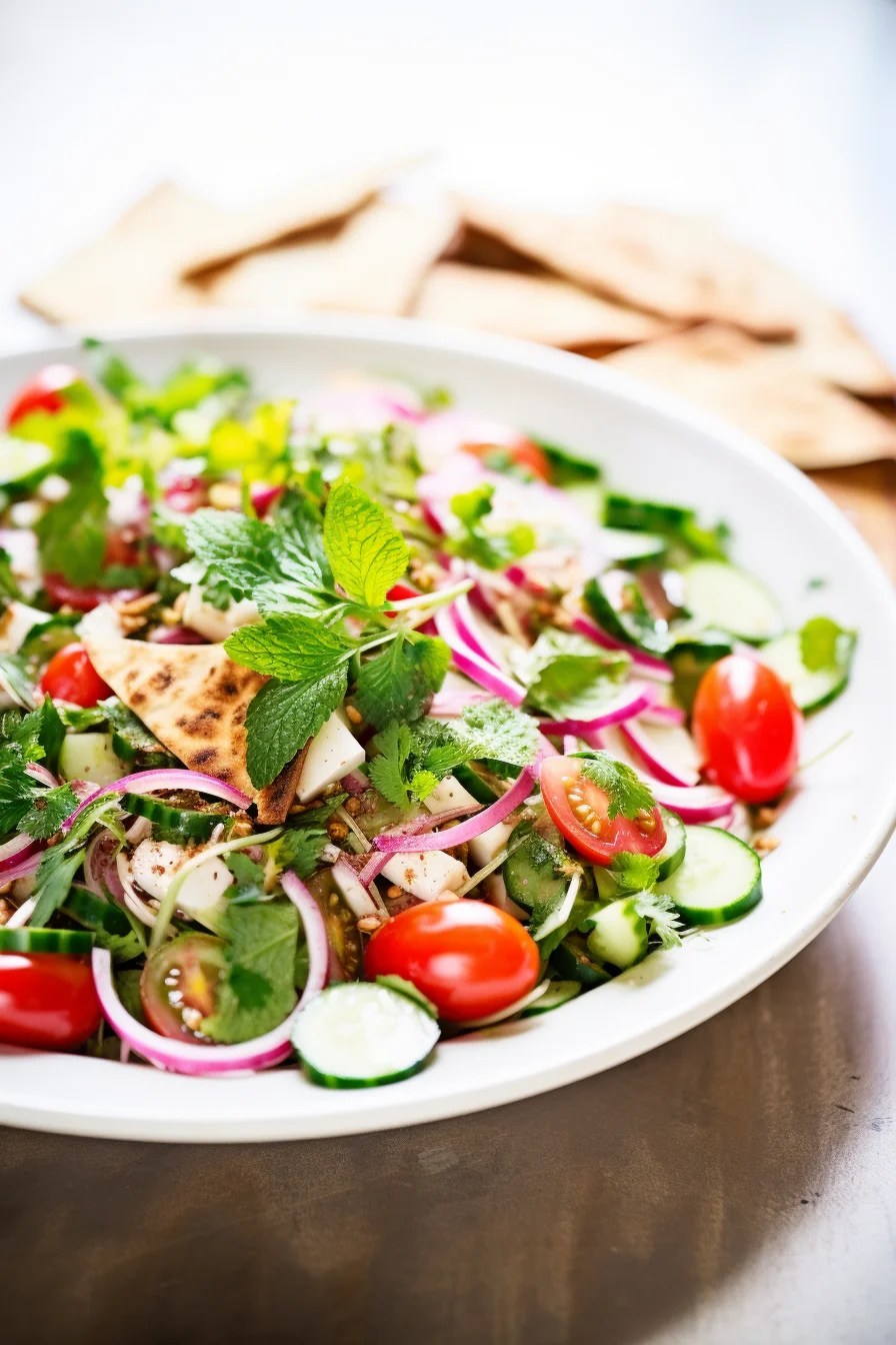 Lebanese Fattoush Salad with Crispy Pita and Sumac