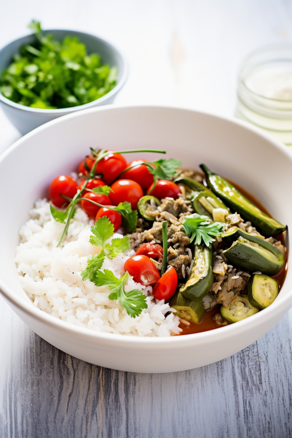Lebanese Okra and Tomato Stew (Bamieh) with Brown Rice_001
