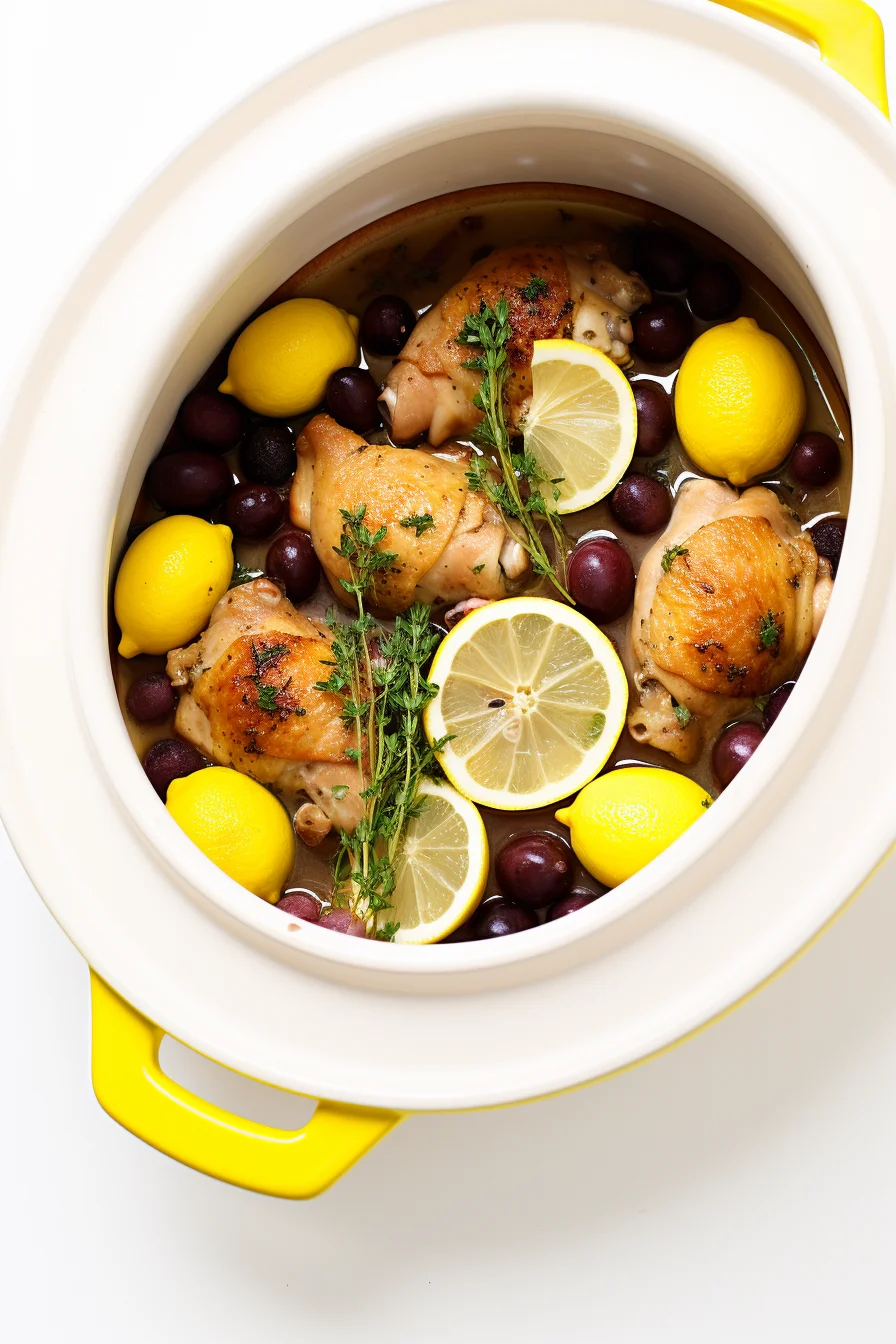 Lemon and Garlic Braised Chicken with Kalamata Olives