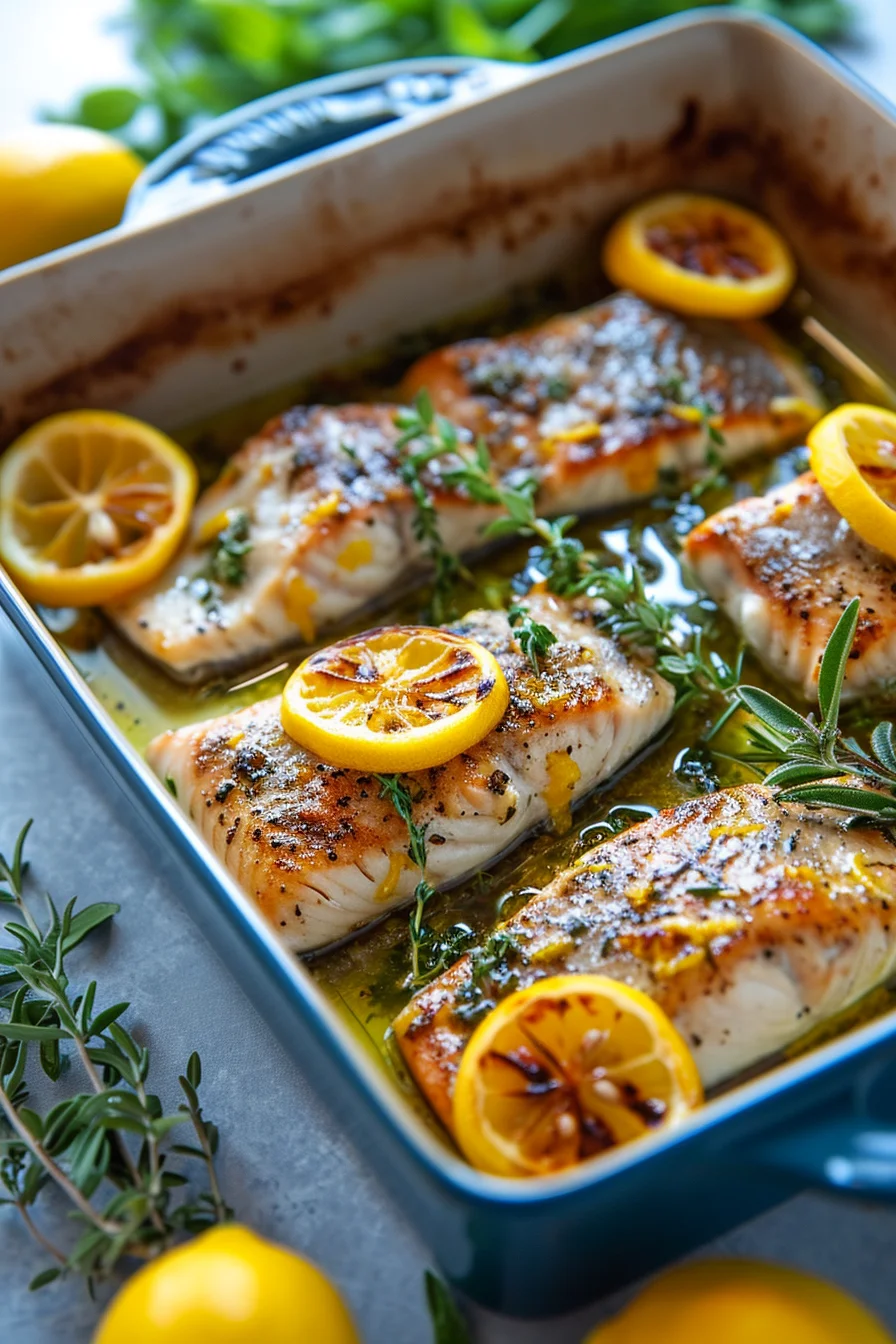 Mediterranean Herb and Lemon Baked Branzino