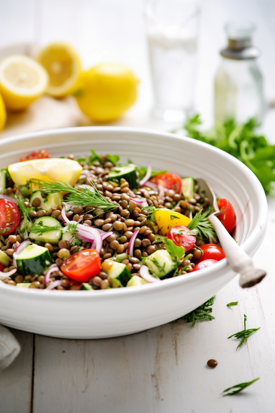 Preparing Mediterranean Lentil and Herb Salad