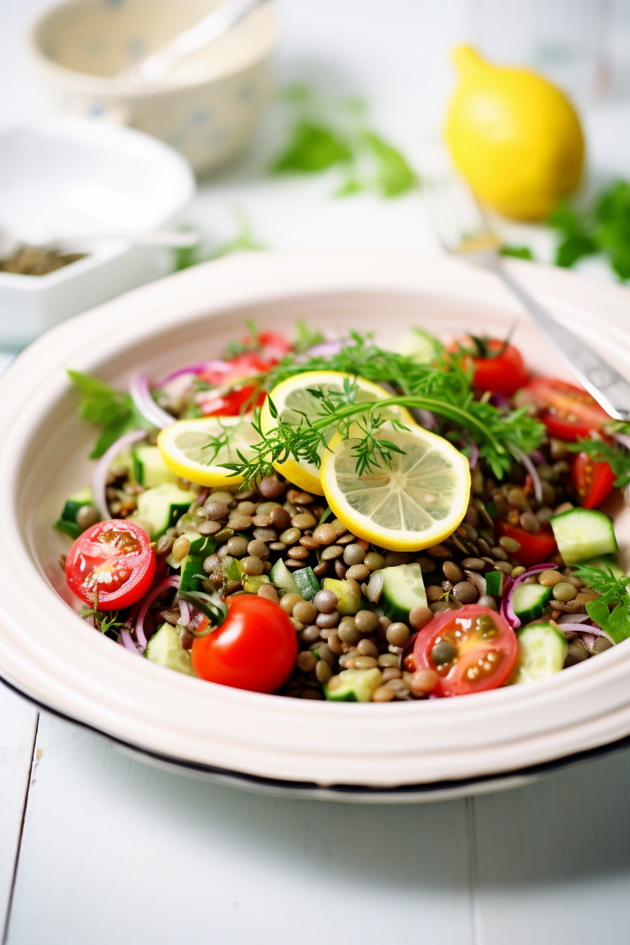 Mediterranean Lentil and Herb Salad with Lemon Vinaigrette