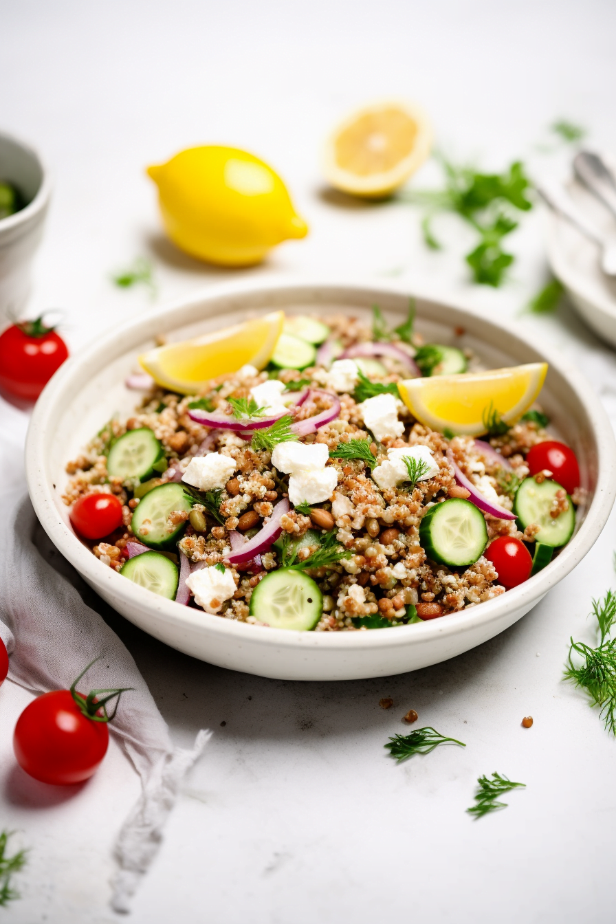 Mediterranean Red Lentil and Quinoa Salad with Cumin