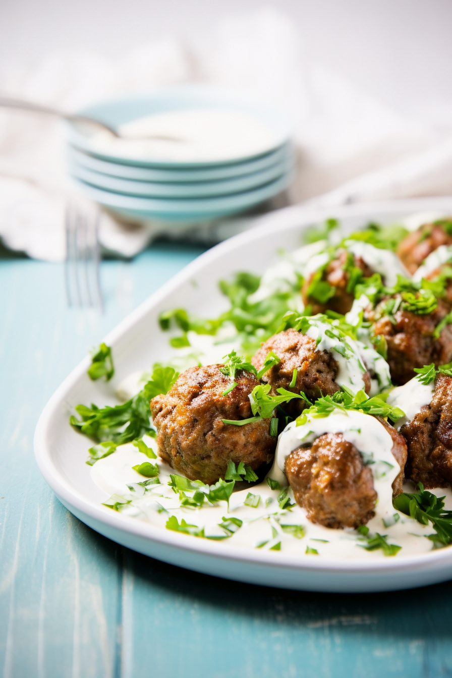 Moroccan Kefta with Harissa and Mint Yogurt
