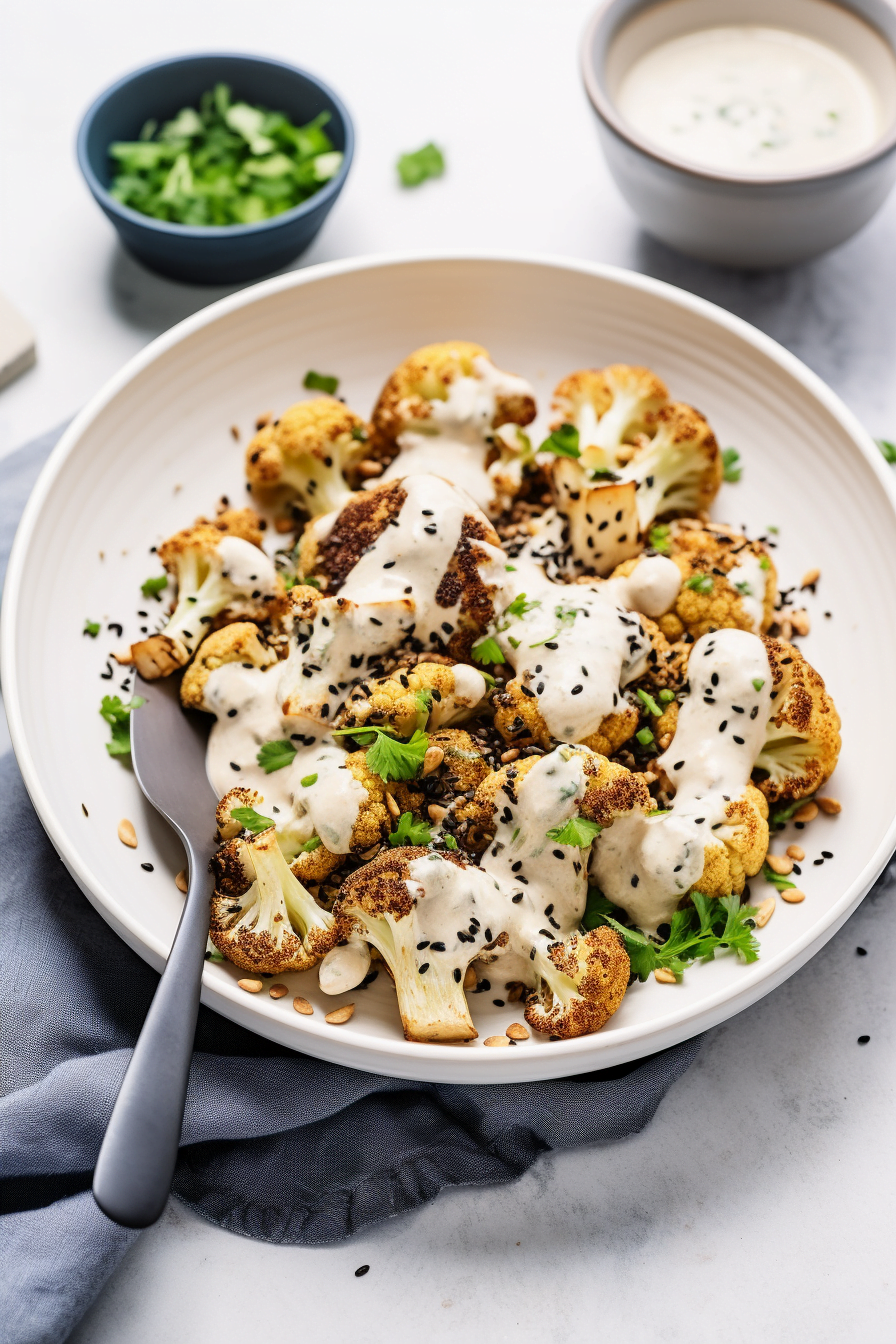 Palestinian Za'atar Roasted Cauliflower with Tahini