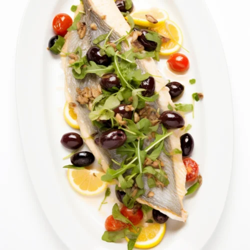 Pan-Seared Branzino with Olive and Tomato Relish_001