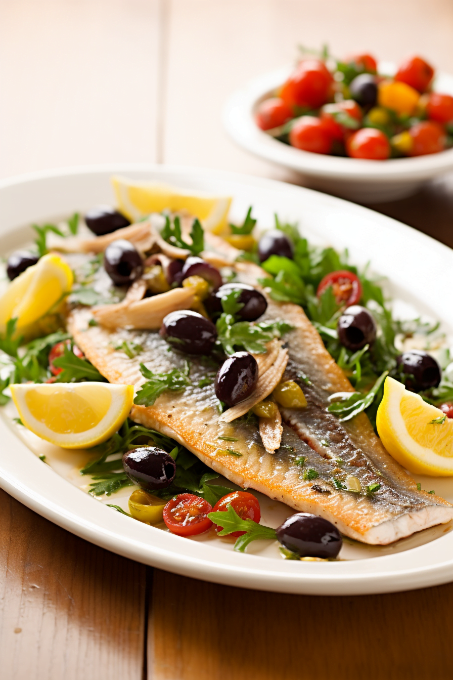 Pan-Seared Branzino with Olive and Tomato Relish