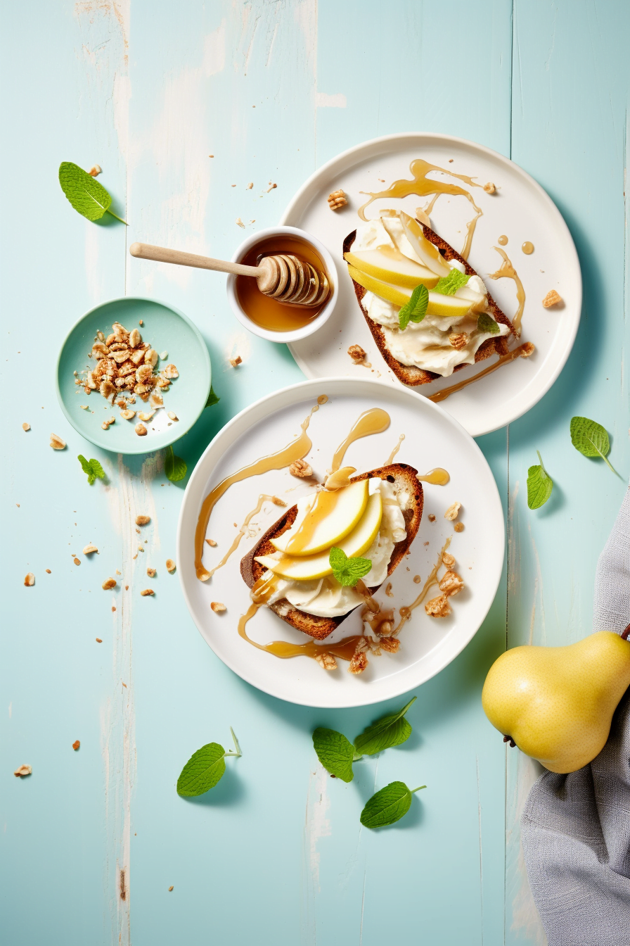 Sliced Pears and Ricotta Cheese