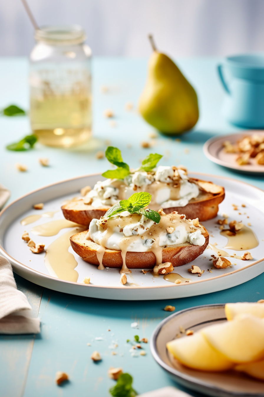 Pear and Ricotta Cheese Breakfast Tartines