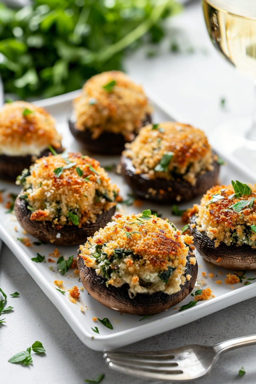Portobello Mushrooms Stuffed with Spinach and Ricotta