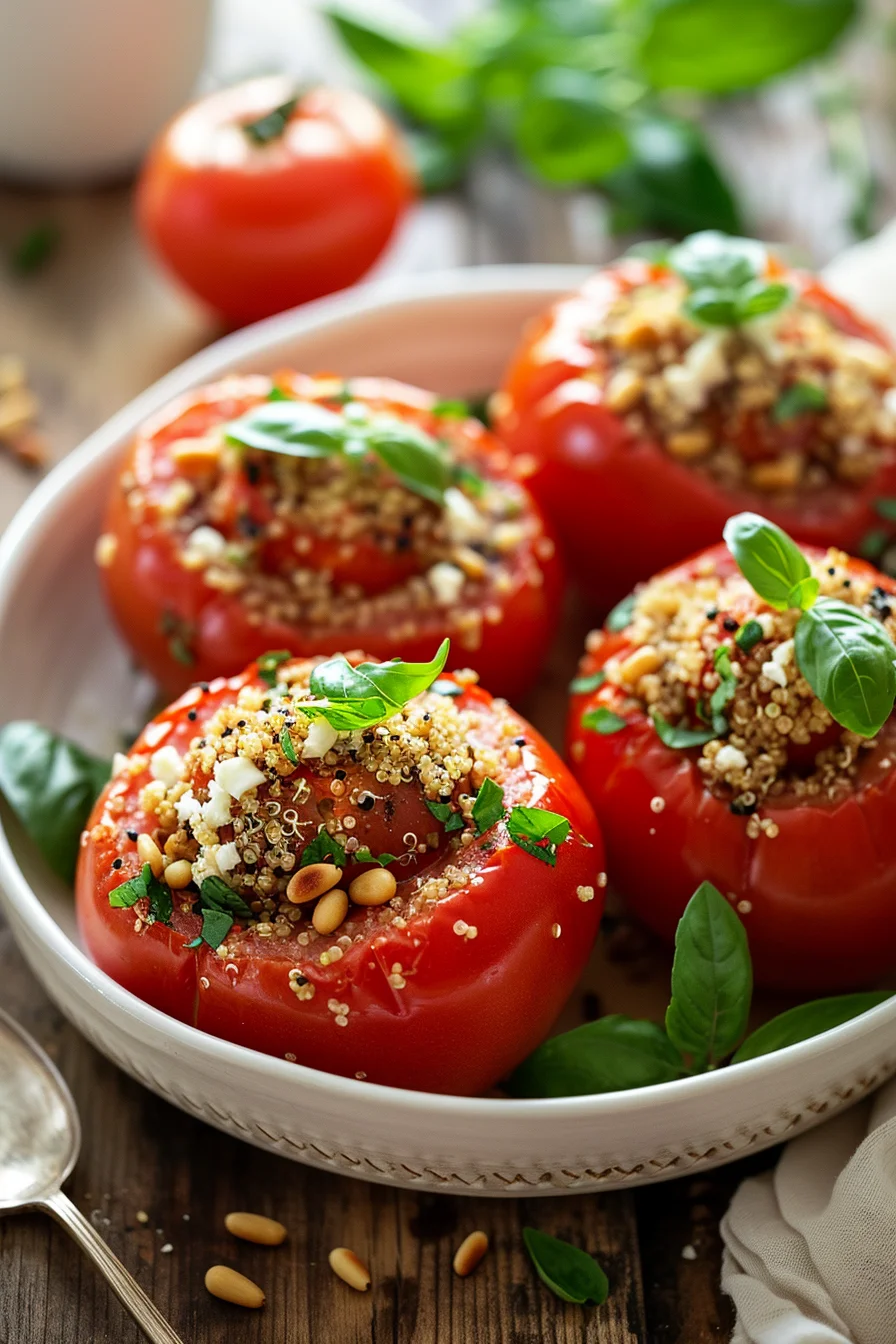 Preparing Quinoa Stuffed Tomatoes