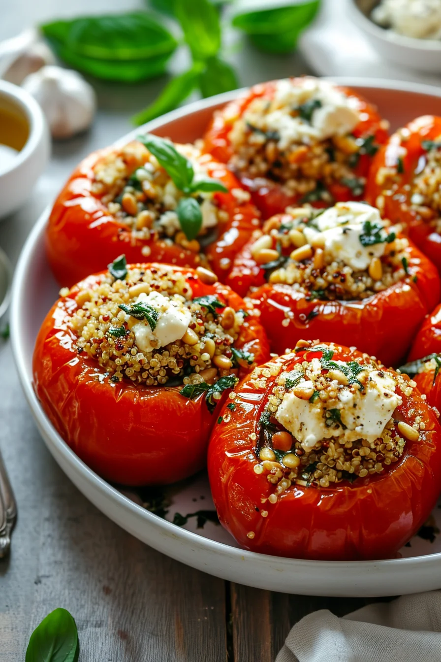 Quinoa Stuffed Tomatoes with Basil and Pine Nuts
