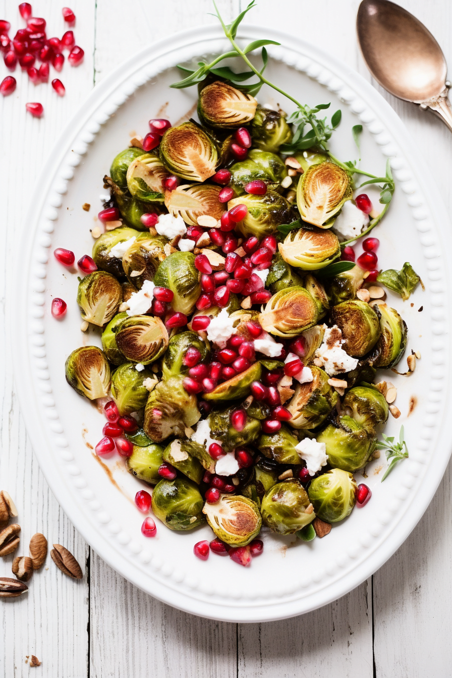 Roasted Brussels Sprouts with Pomegranate and Hazelnuts